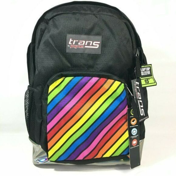 JanSport 17.5" Backpack Iridescent Rainbow Black - Picture 1 of 10